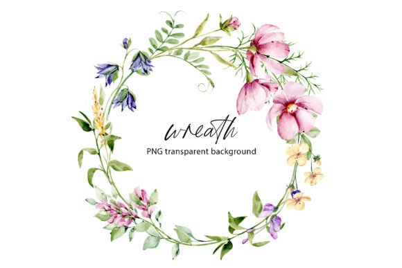 Download Wreath with Watercolor Leaves, Flowers. - Leaves Collection